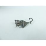 A Sterling silver and marcasite cat brooch