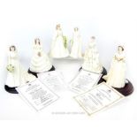 A collection of six Coalport figures from the Royal Brides Collection