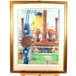 J. Lincoln-Rowe (Marine Society), a framed pastel drawing of ship machinery