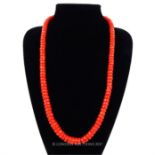 A coral beaded necklace