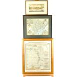 Three framed items including maps