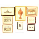 A SELECTION OF FRAMED ARCHITECTURAL PRINTS: To include 'The Architecture of Andrea Palladio', the