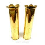 A pair of WWI trench art vases with engraved initials