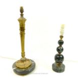 Two marble, ornamental lamps