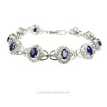 An elegant sterling silver, sapphire and white crystal bracelet
