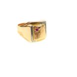 A Gentleman's,18 ct yellow and white gold and ruby ring