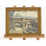 An original framed 1920's watercolour of the Pont Neuf, Paris