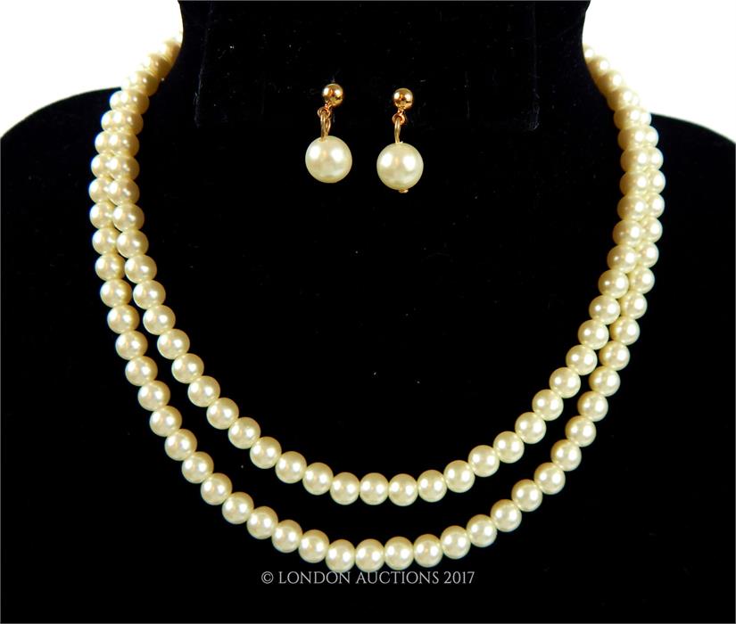 A pearl necklace and earring set together with two gentleman's wrist watches - Image 3 of 3