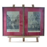 A pair of 19th century, framed prints of Views of the House of Commons and Peers by B. Cole