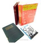 "Contemporary Designers" pub. 1984 and three other books on jewellery and glass.