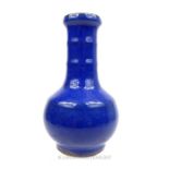 A Chinese vase with a cobalt blue glaze