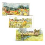 Barbara Jones, three unframed watercolour landscapes