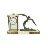 Rochard, an Art Deco bronze and marble mantel clock