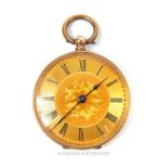 An antique, 9 ct yellow gold cased pocket watch with a finely engraved case