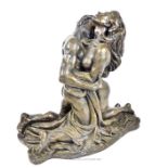 An erotic, bronzed limited edition sculpture of two lovers by Ronald Cameron