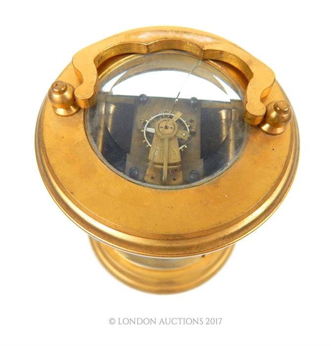 ELLIOTT AND SONS,AN EARLY 20th CENTURY GILT BRASS CYLINDRICAL CARRIAGE CLOCK, - Image 3 of 4