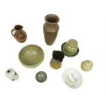 A collection of hand-thrown, studio pottery items