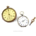 Two silver pocket watches (Swiss and English models)