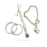 Silver heart locket bracelet and other jewellery