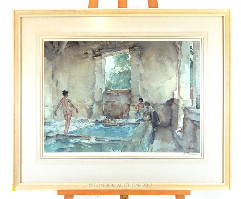 Sir William Russell Flint, large, signed print entitled 'Lavoir, La Bastide'