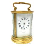 MALLET OF BATH A 20th CENTURY GILT BRASS CYLINDRICAL CARRIAGE CLOCK