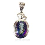 A silver and mystic topaz pendant