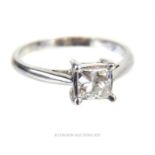 A 14 ct white gold, diamond solitaire ring (80 points)