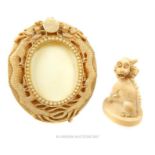Two late 19th century carved ivory pieces