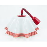 A large, stylish, 1960's white and red glass, 'handkerchief' hanging light