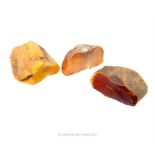 Three pieces of natural Baltic rough amber