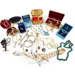 A large quantity of vintage costume jewellery and jewellery boxes