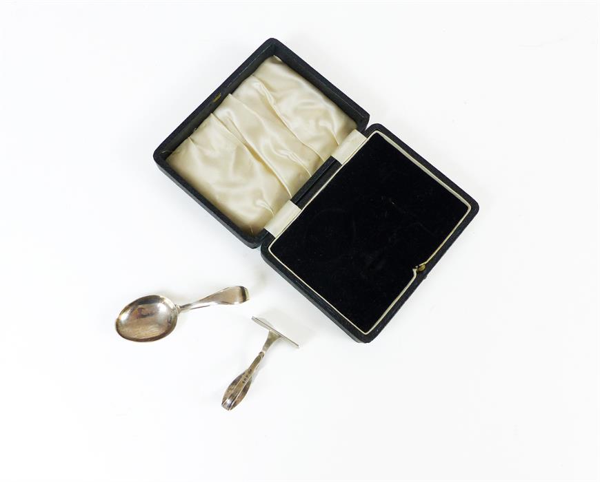 A boxed, Christening set to include a sterling silver pusher and spoon