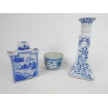 Three Chinese blue and white porcelain items