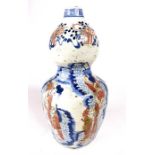 A Chinese, double gourd vase with hand-painted decoration