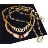 Three 'Swarovski' crystal-studded necklaces in original Swarovski box