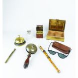 A pair of retro Ray Ban shades together with collectables including a Hardy's fishing thermometer