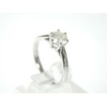 An 18ct white gold single stone diamond ring.