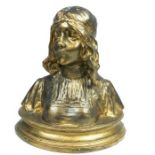 A large, decorative, gilt, Art Nouveau- style bust of a maiden