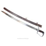 A British 1796, Napoleonic War, cavalry Officer's Sword and original Scabbard; with unusual double-