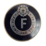A third pattern British Fascist Party badge numbered "19381".