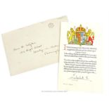 A WW2 certificate of thanks send by the Queen to members of the public who took in evacuees,