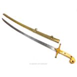 A late 19th century Rankin & Co, officer's sword with engraved blade, ivory grips and scabbard;