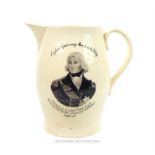 A Nelson and Battle of Trafalgar commemorative, cream ware water jug; 15cm high.
