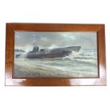 J. Williamson, German Submarine U118 run aground at Hastings 1919 oil on canvas; signed; sight