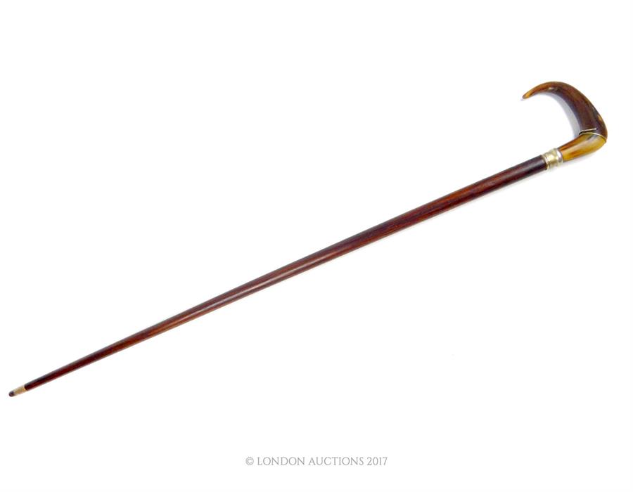 A 19th century horn handled sword stick, with short blade (31cm long). - Image 2 of 3