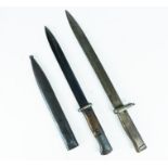 A WW2 German K98 bayonet ricassos stamped "42 kof" and "5286 S" with scabbard stamped "5518"