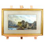 Unattributed, A fine, gilt-framed, 19th century watercolour of a mill and stream