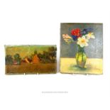 After Jan Wiegers (Dutch 1893-1959), unframed oil on canvas still life