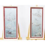 A pair of Chinese silk landscapes