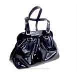 An unused, black, patent 'Hobbs' handbag